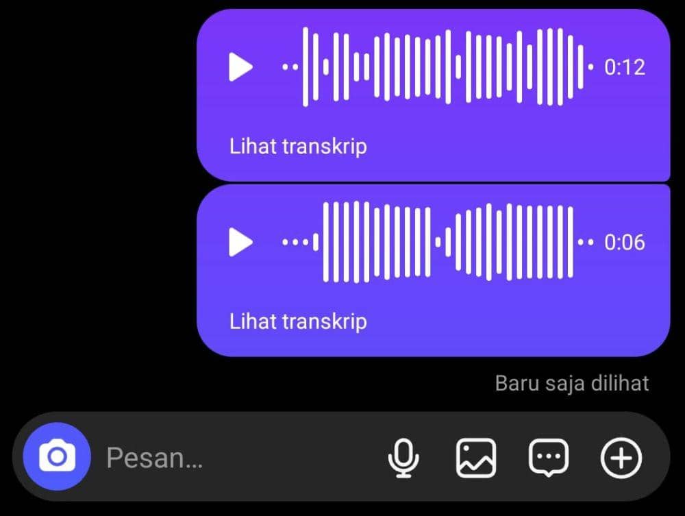 Sample pesan suara yang digunakan untuk mencoba fitur ubah pesan suara menjadi teks melalui DM Instagram