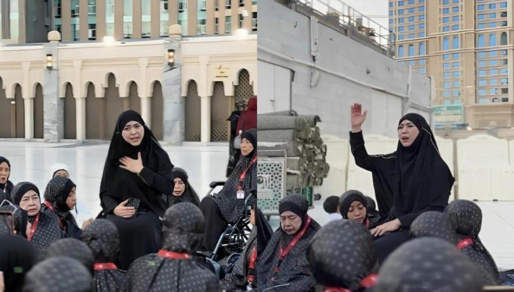 7 Potret Oki Setiana Dewi Isi Kajian di Rooftop Masjidilharam, Makkah