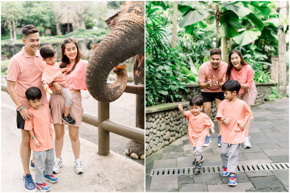 7 Potret Keluarga Ardina Rasti di Bali Zoo, Anak-Anak Riang Gembira!