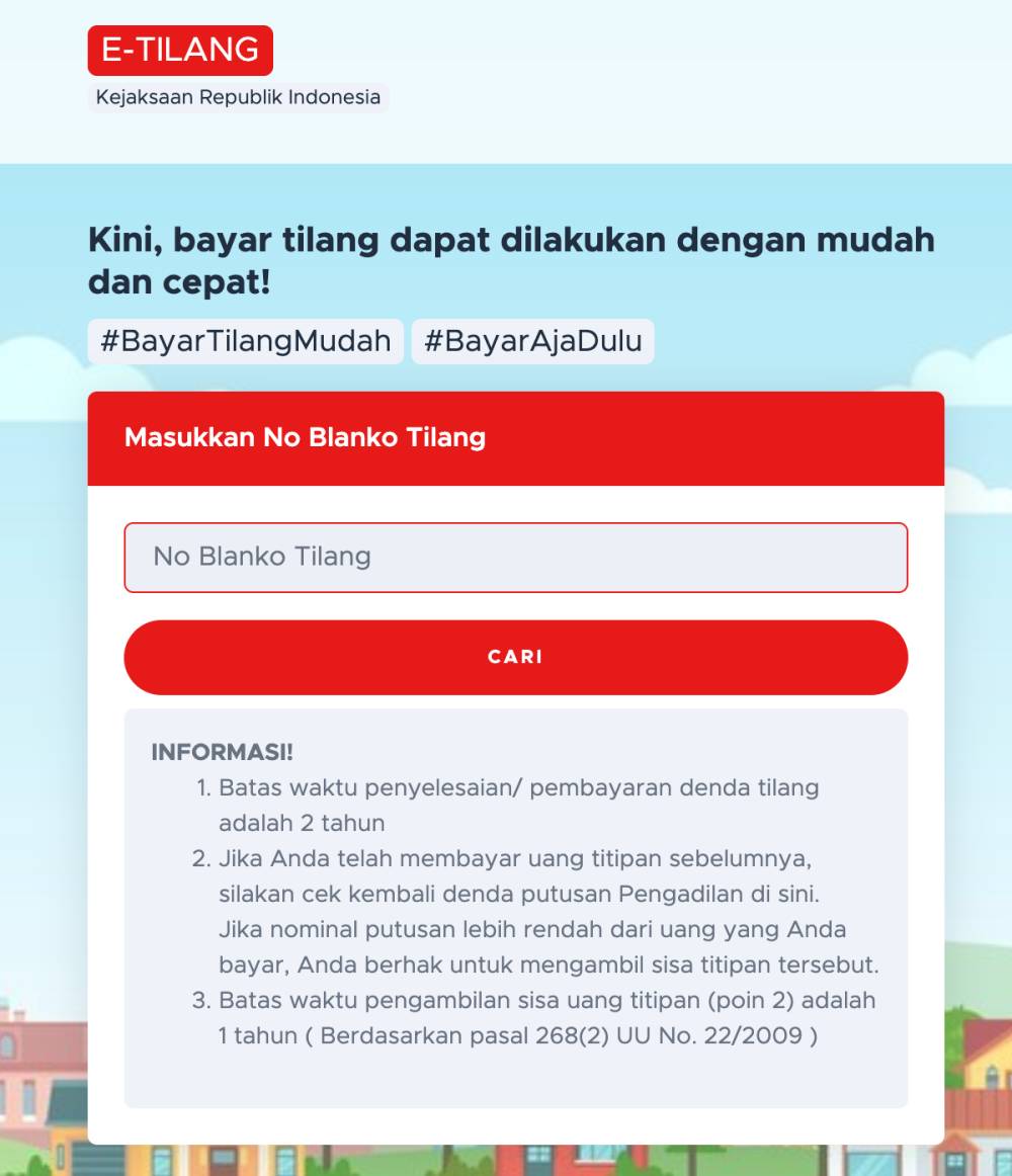 bayar tilang melalui situs resmi e-Tilang Kejaksaan Republik Indonesia (tilang.kejaksaan.go.id)