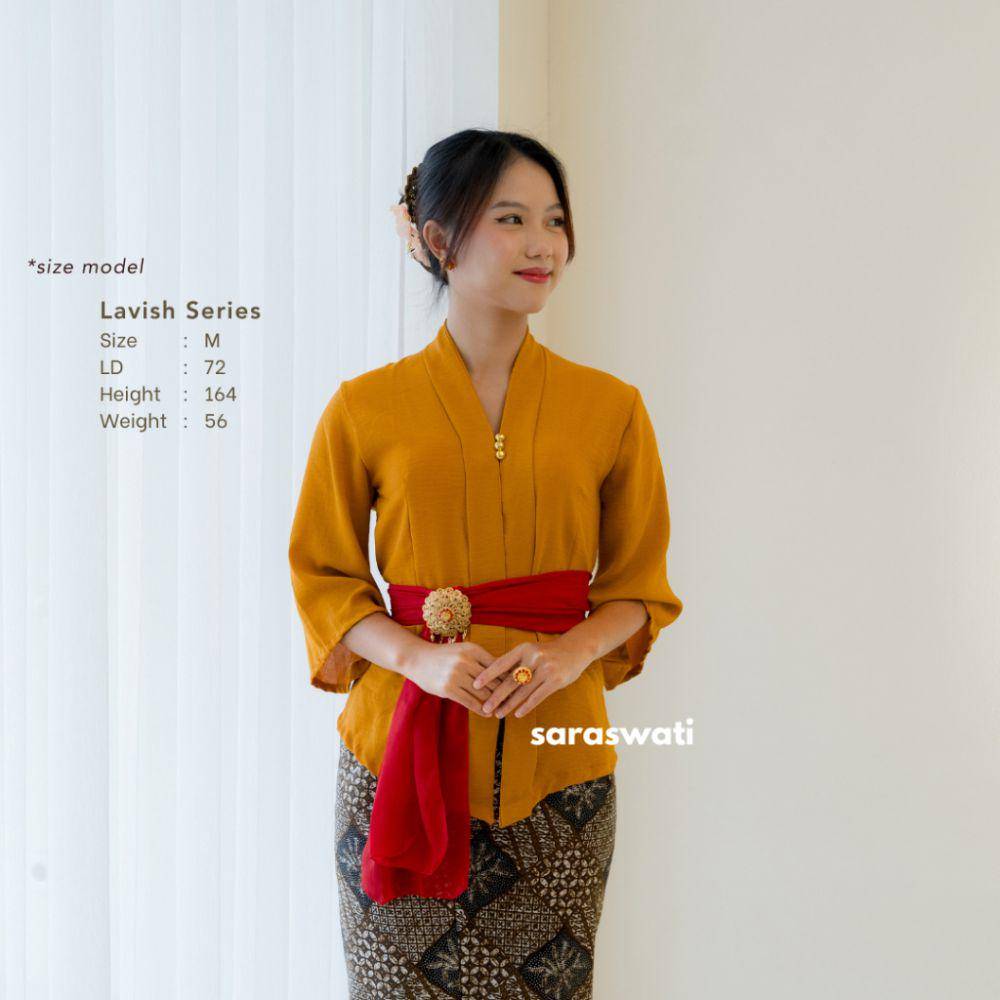inspirasi model kebaya kartini kain polos (shopee.co.id/saraswati.clo)