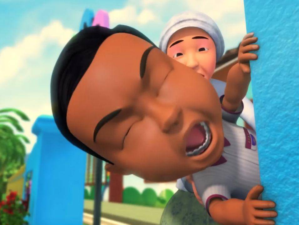 Ijat mencoba kabur saat pemeriksaan gigi (dok. Les' Copaque Production/Upin & Ipin)