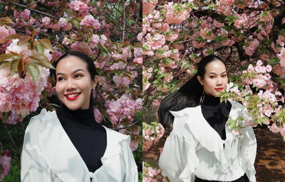 7 Potret Yura Yunita Menikmati Keindahan Pohon Sakura di Jepang