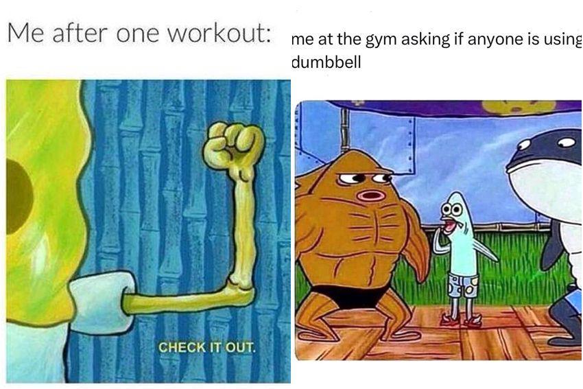 8 Meme SpongeBob tentang Gym, Merasa Badannya Berotot di Hari Pertama