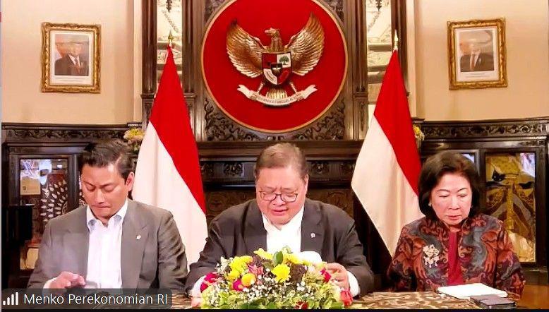 Konferensi Pers Kemenko Perekonomian terkait perkembangan negosiasi tarif Trump. (Dok/Screenshot Zoom).