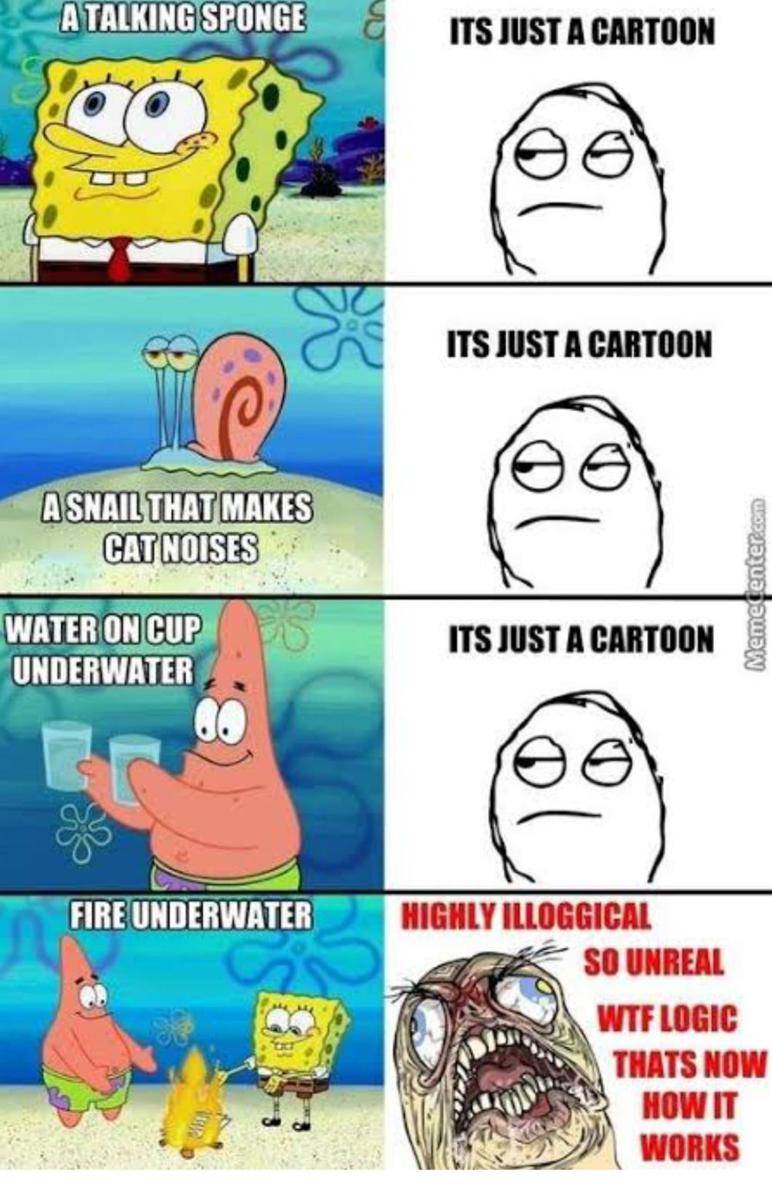 meme SpongeBob hal kurang logis (facebook.com/Meme Center)