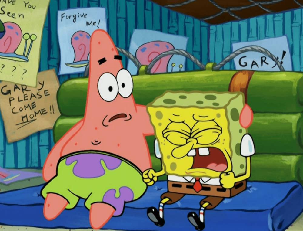 SpongeBob menangis kehilangan Gary (dok. Nickelodeon/SpongeBob SquarePants)