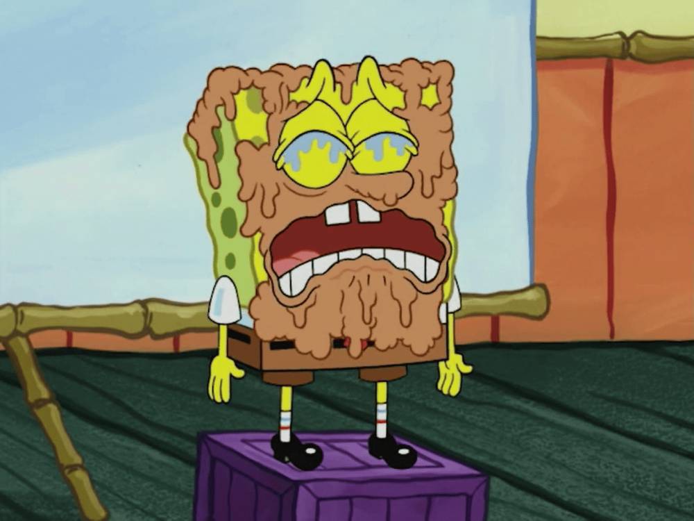 SpongeBob berlumur selai kacang di hari pemotretannya (dok. Nickelodeon/SpongeBob SquarePants)
