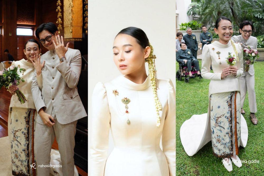 9 Ide Gaun dan Makeup Pernikahan Istri Brandon Salim, Vintage Look!