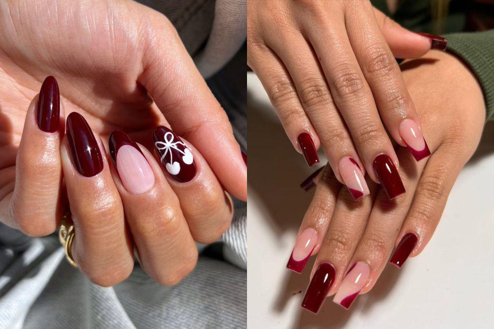 9 Inspirasi Nail Art Tema Dark Cherry Red, Elegan dan Mewah!