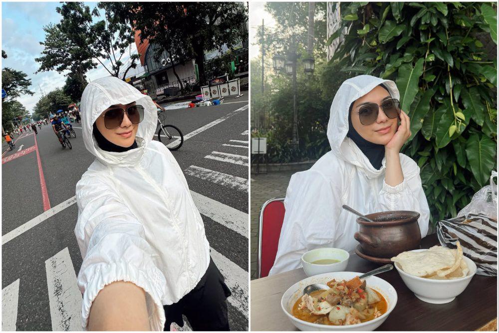 7 Potret Citra Kirana Jogging di CFD Solo, Tak Lupa Kulineran