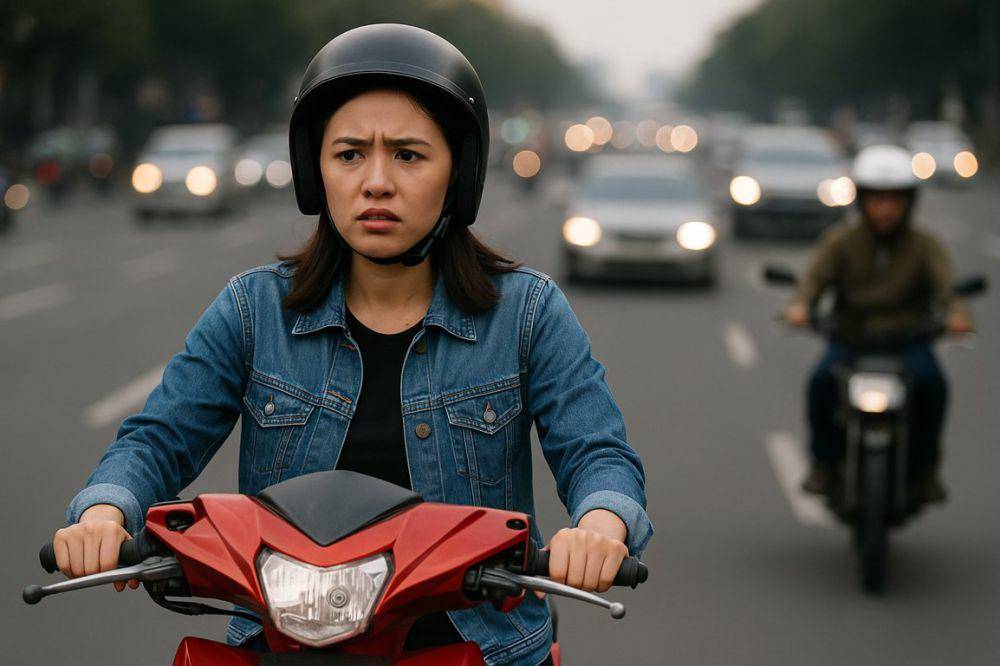 ilustrasi pengemudi motor yang mengendarai motor tanpa spion (freepik.com/topntp26)