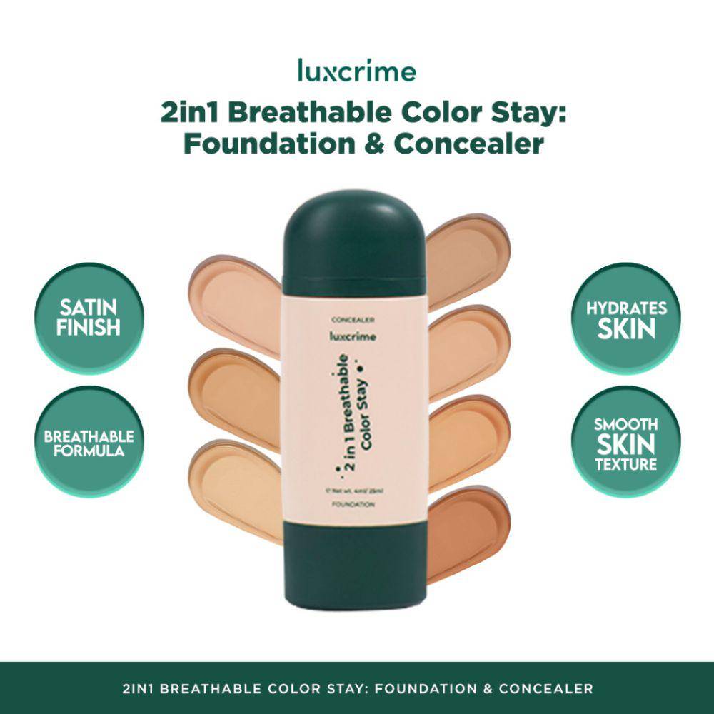 Luxcrime 2in1 Breathable Color Stay: Foundation & Concealer (shopee.co.id/Luxcrime Official Shop)