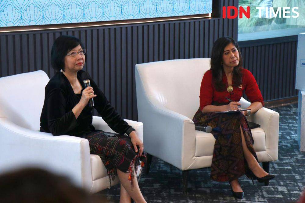 Meutya Hafid dalam acara "LIKE, SHARE, PROTECT: ANAK KITA DI DUNIA DIGITAL" di Gedung IDN HQ pada Senin (21/4/2025). (IDN Times/Alya Achyarini)