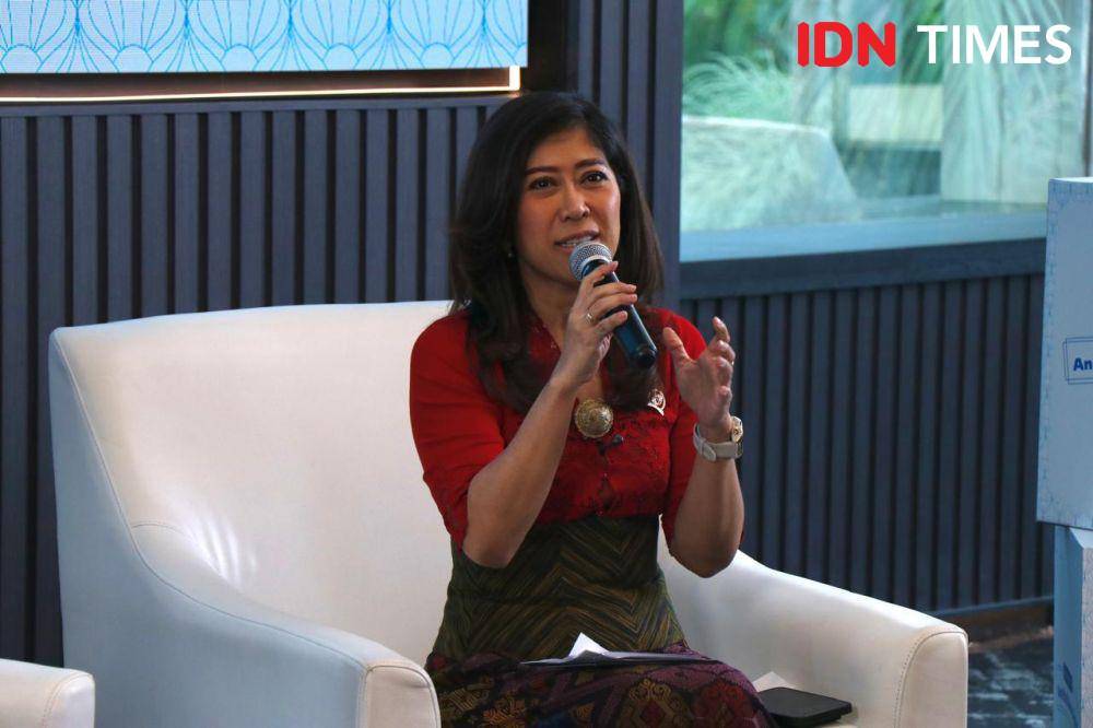 Meutya Hafid dalam acara "LIKE, SHARE, PROTECT: ANAK KITA DI DUNIA DIGITAL" di Gedung IDN HQ pada Senin (21/4/2025). (IDN Times/Alya Achyarini)