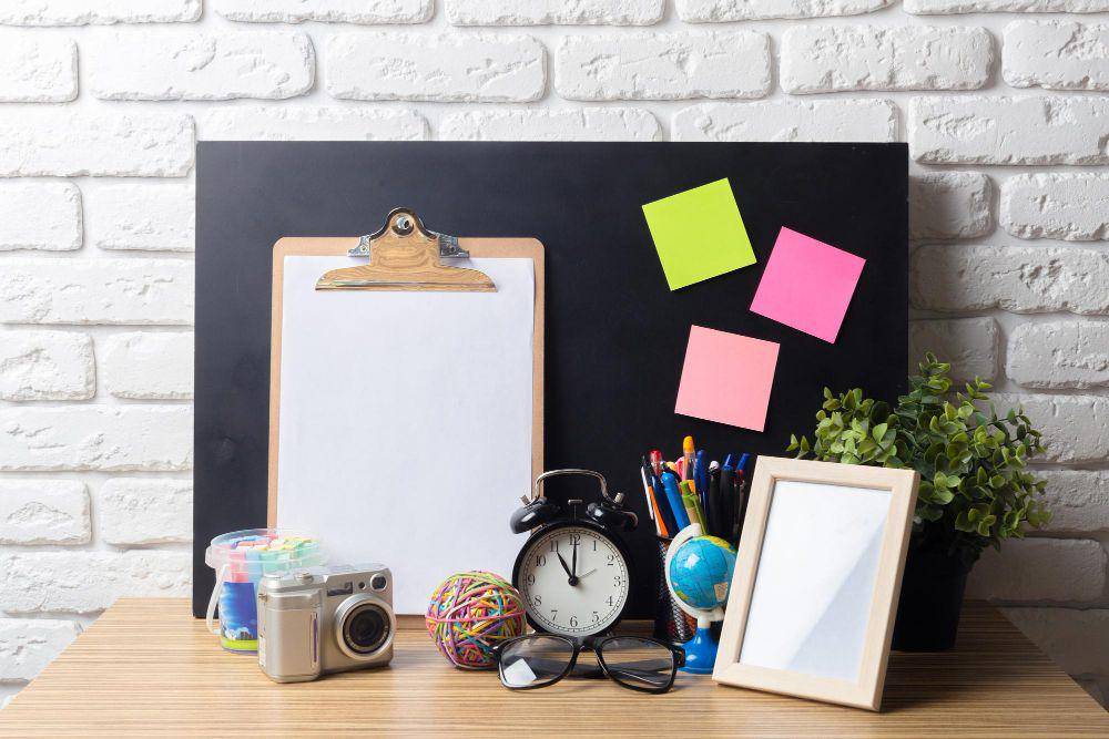 ilustrasi organizer meja belajar (freepik.com/fabrikasimf)
