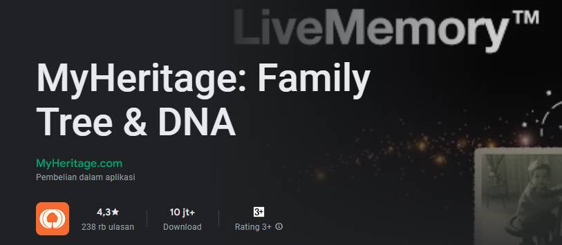 Aplikasi MyHeritage (Play.google.com/MyHeritage