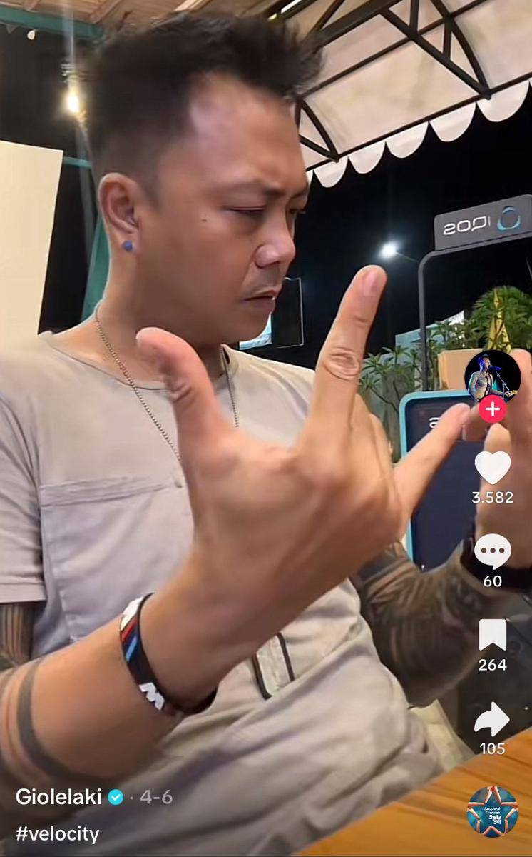 potret artis ramaikan tren Velocity versi Duta SO7 (tiktok.com/gio_lelaki)