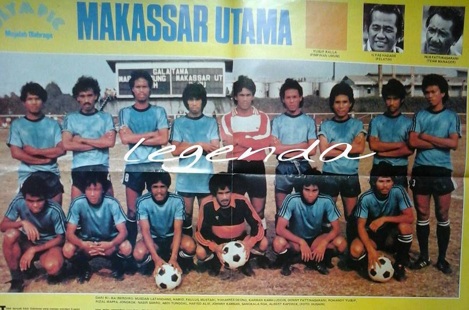 Skuat Makassar Utama berpose sebelum laga lawan Warna Agung di Galatama musim 1980/1982. (Dok. Istimewa/Arsip Muhamad Sudaryanto)