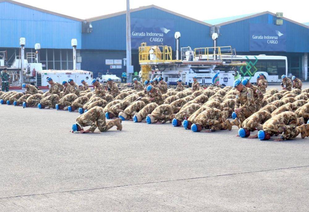 1.087 prajurit yang tergabung di dalam Satgas TNI Kontingen Garuda Unifil TA 2024 tiba di Bandara Soekarno-Hatta, Tangerang. (www.instagram.com/@pmpp.tni)