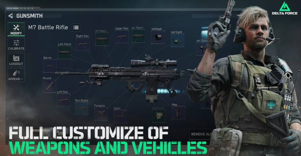 Fitur kustomisasi senjata di game Garena Delta Force (2025) (dok. Good Mobile Games Private)