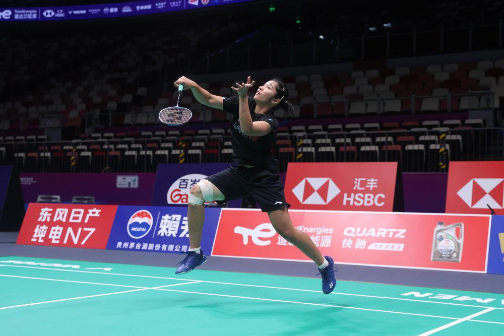 Tunggal putri muda Indonesia, Ester Nurumi Tri Wardoyo pada latihan perdana jelang Piala Sudirman 2025 (dok.PP PBSI)
