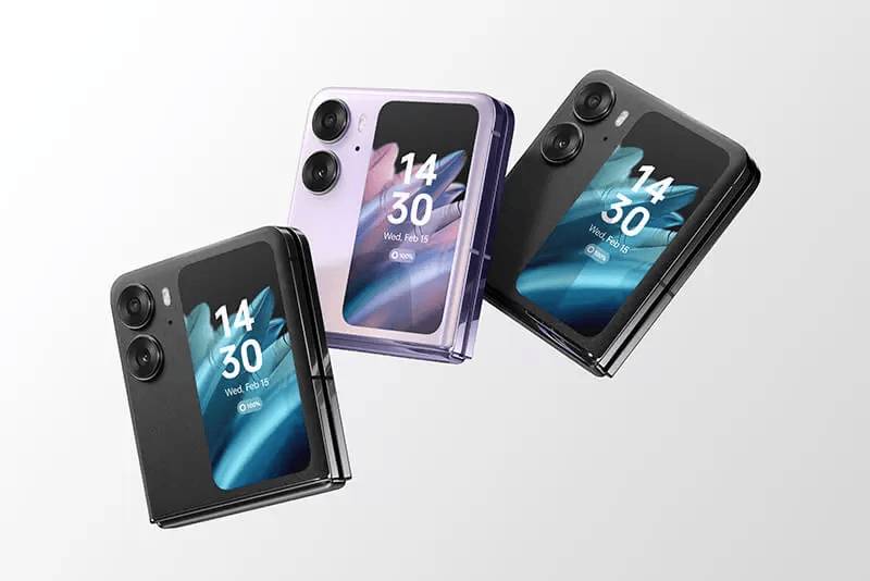 Dua pilihan warna OPPO Find N2 Flip yaitu Astral Black dan Moonlit Purple (oppo.com)