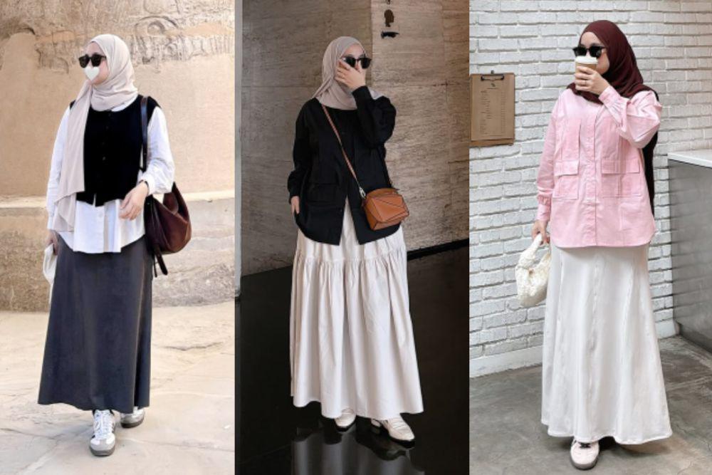 7 Inspirasi Outfit Paduan Rok ala Dilla Zahara, Casual Look!