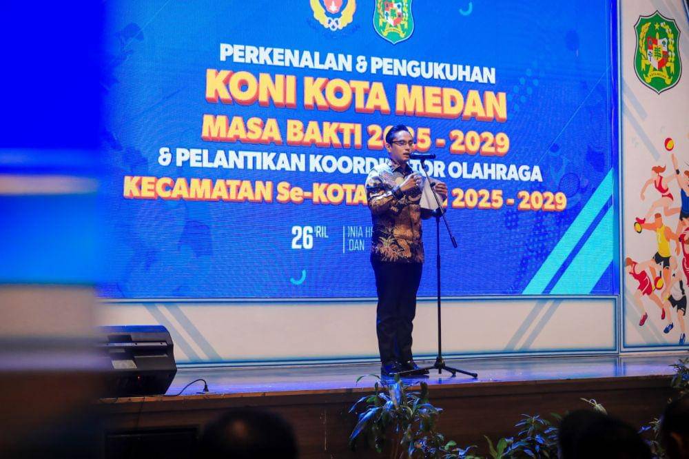 Wali Kota Medan Rico Waas saat menghadiri perkenalan dan pengukuhan KONI Kota Medan (dok.KONI Medan)