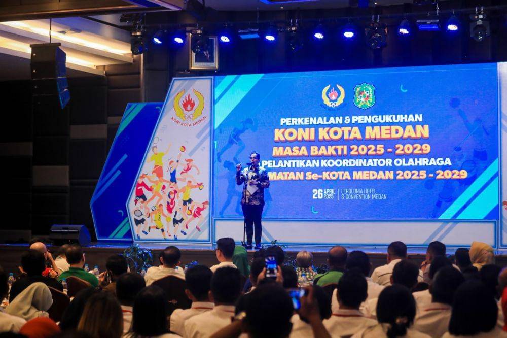 Wali Kota Medan Rico Waas saat menghadiri perkenalan dan pengukuhan KONI Kota Medan (dok.KONI Medan)