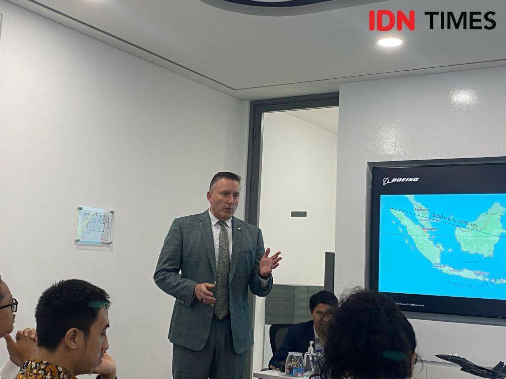 Executive Director F-15 Business Development, Boeing Defense, Space & Securityn Robert Novotny di Jakarta. (IDN Times/Marceilla Ariesta)