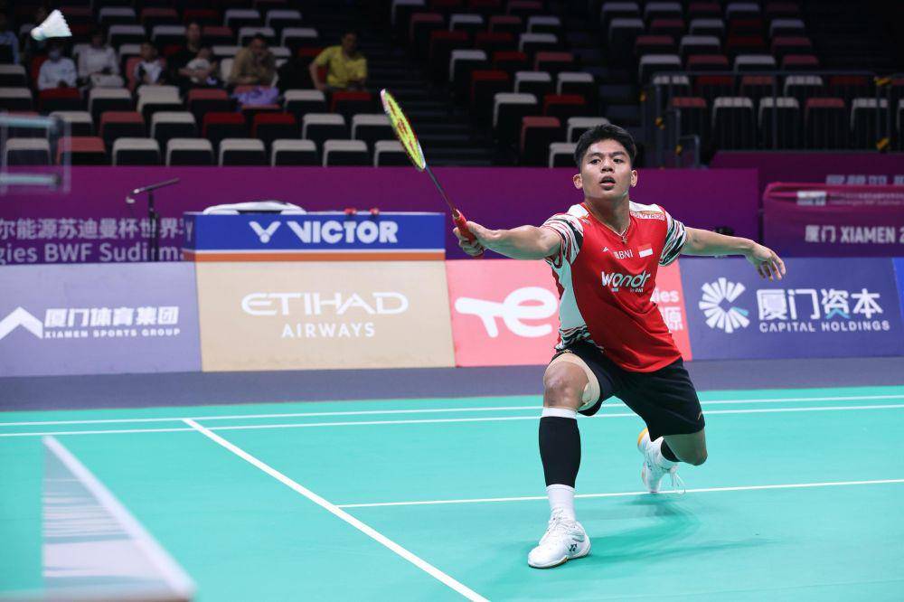 Debut tunggal putra muda Indonesia, Moh. Zaki Ubaidillah di Piala Sudirman 2025 dalam fase Grup D (dok. PP PBSI)