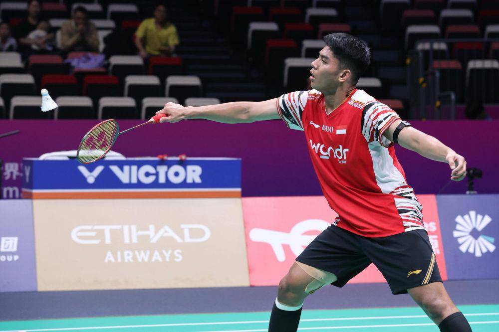 Debut tunggal putra muda Indonesia, Moh. Zaki Ubaidillah di Piala Sudirman 2025 dalam fase Grup D (dok. PP PBSI)