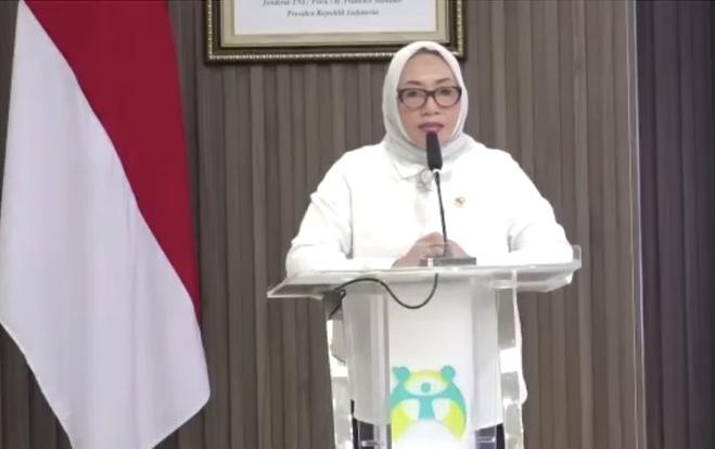 Menteri Pemberdayaan Perempuan dan Perlindungan Anak (PPPA) Arifah Fauzi dalam acara Rapat Koordinasi Pengembangan Ruang Bersama Indonesia (RBI), di kantornya, Senin (28/4/2025) (Youtube/KemenPPPA RI)