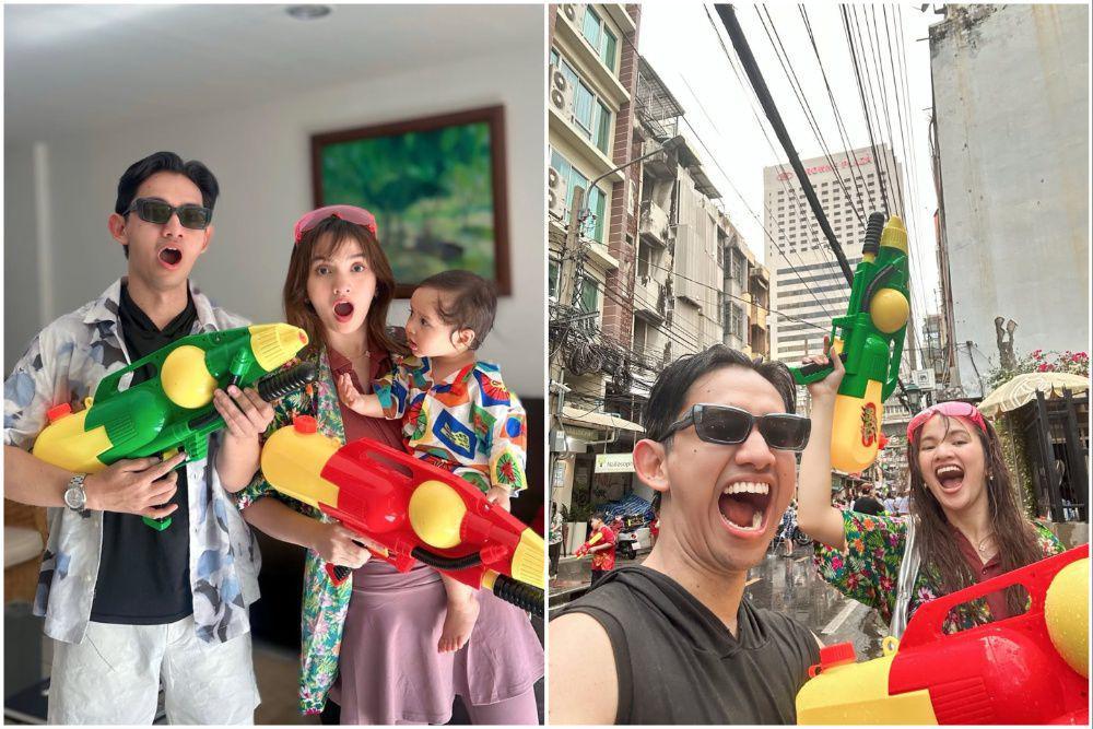 10 Potret Sabrina Anggraini dan Belva Devara Ikut Festival Songkran