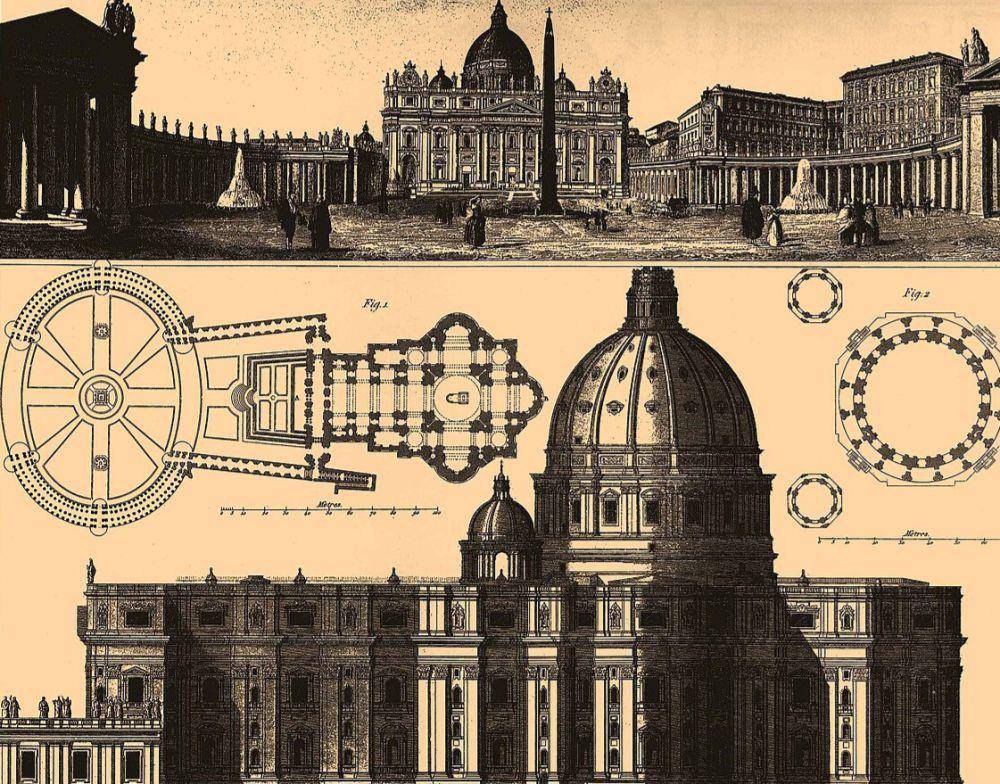 desain Basilika Santo Petrus (commons.wikimedia.org/Brockhaus and Efron Encyclopedic Dictionary)
