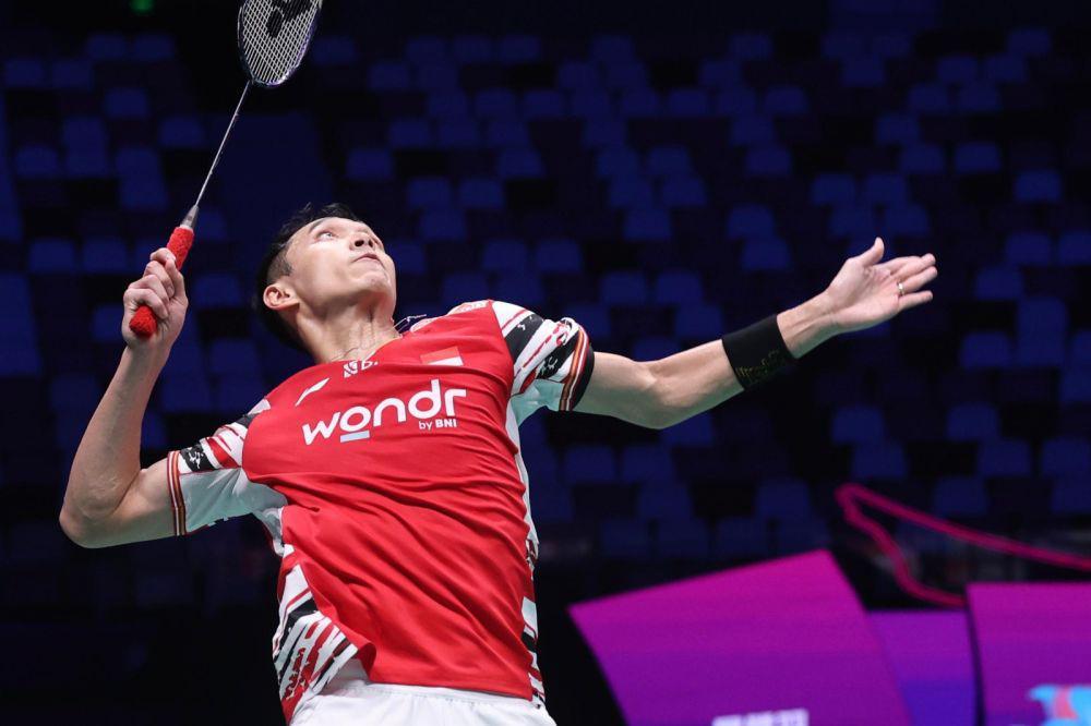Tunggal putra Indonesia, Jonatan Christie dalam laga melawan India di fase grup D Piala Sudirman 2025 (dok. PP PBSI)