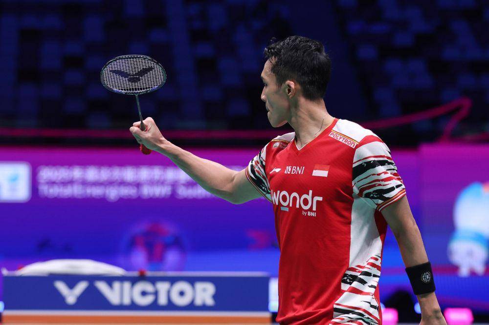 Tunggal putra Indonesia, Jonatan Christie dalam laga melawan India di fase grup D Piala Sudirman 2025 (dok. PP PBSI)