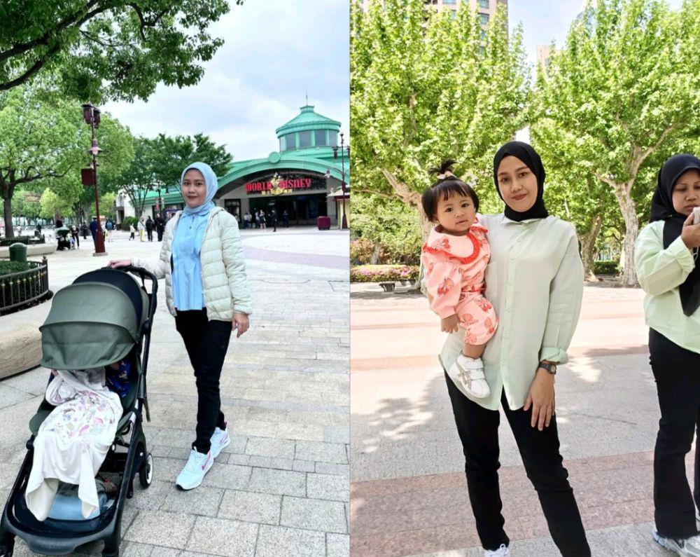 7 Potret Sus Ayu Liburan di China Sambil Momong Baby Lily, Happy!