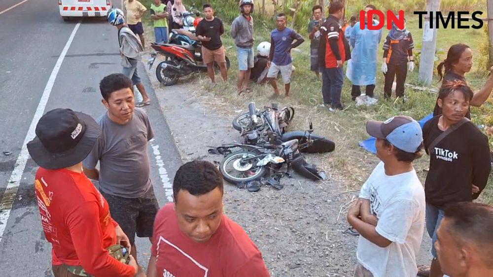Pemotor tewas tertabrak truk tanki di Jalan Raya Ring Road, Desa Kandangan, Kecamatan Ngawi. IDN Times/ Riyanto.