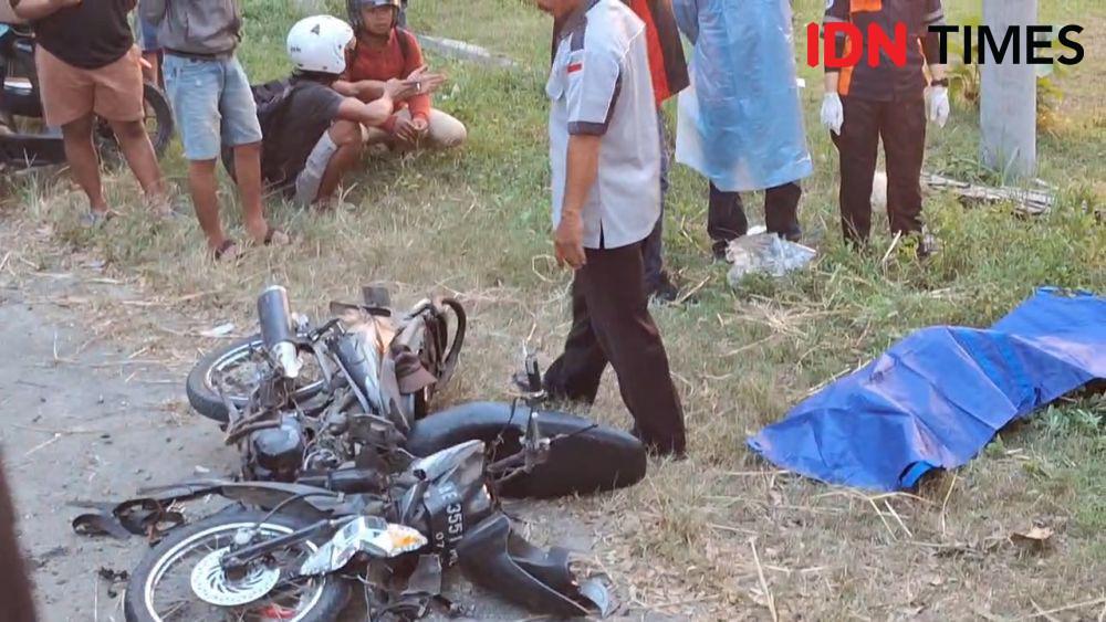 Pemotor tewas tertabrak truk tanki di Jalan Raya Ring Road, Desa Kandangan, Kecamatan Ngawi. IDN Times/ Riyanto.