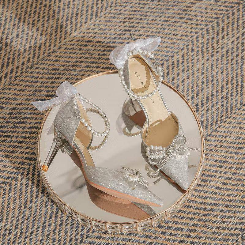 potret rekomendasi heels shimmer nuansa gold dan silver (shopee.com/SJR Sjiero Official Store)