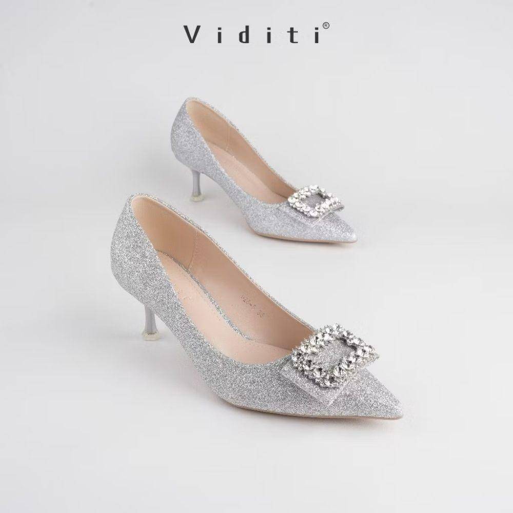 potret rekomendasi heels shimmer nuansa gold dan silver (shopee.com/Viditi Official Shop )