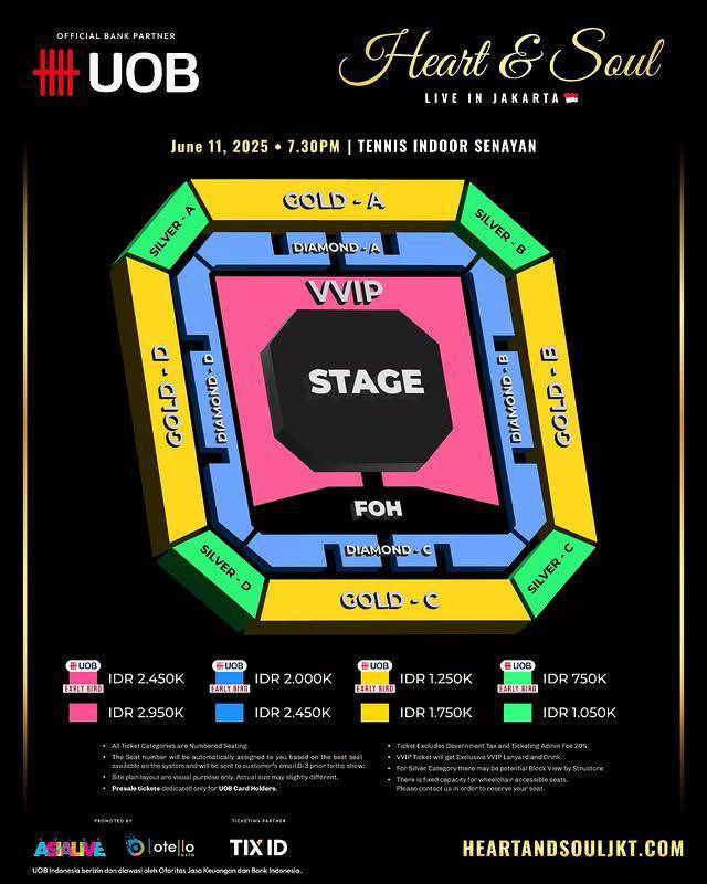 harga tiket konser Heart & Soul dan cara belinya (Instagram.com/colorasialive)
