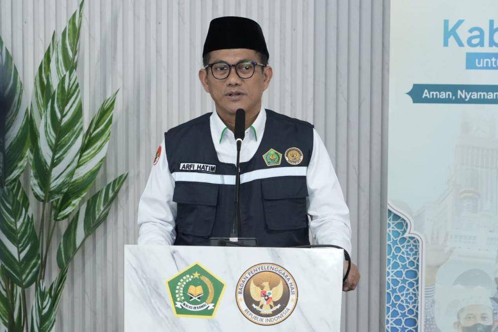 Arfi Hatim dalam konferensi pers Kabar Haji Indonesia di Jakarta pad Sabtu (3/5/2025) (kemenag.go.id)