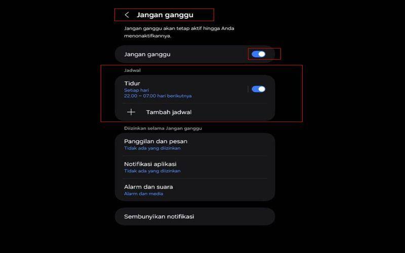 cara aktifkan mode Don't Disturb di Android (dok. pribadi/Jubaedah Haryani)