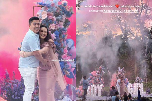 8 Potret Gender Reveal Kehamilan Sarah Gibson, Digelar Meriah!