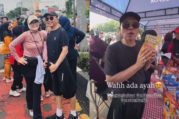 7 Potret Ayah dan Ibu Ayu Ting Ting Jualan di Bazar Makanan