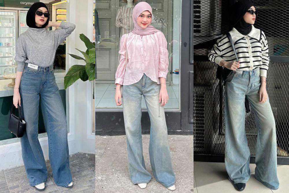 potret ide padu padan short top dan baggy jeans ala Riezna Ramadhani (instagram.com/rieznaramadhani)