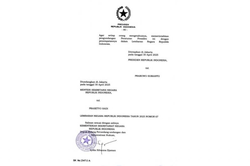 Perpres Nomor 46 Tahun 2025 tentang Perubahan Kedua atas Peraturan Presiden Nomor 16 Tahun 2018 tentang Pengadaan Barang/Jasa Pemerintah. (dok. Sekretariat Negara)